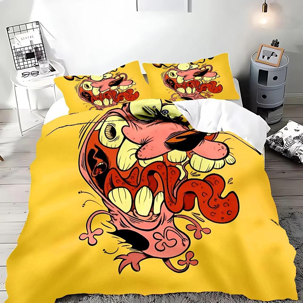 Courage the Cowardly Dog 3D Printed Duvet Case Pillowcase Bedding Set Twin Full Queen King Size for Bedroom Decor