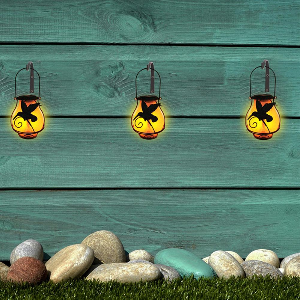 Outdoor Solar Metal Lantern IP65 Waterproof Flickering Flame Outdoor Hanging Lantern Solar Tree Lantern for Pathway Patio Porch