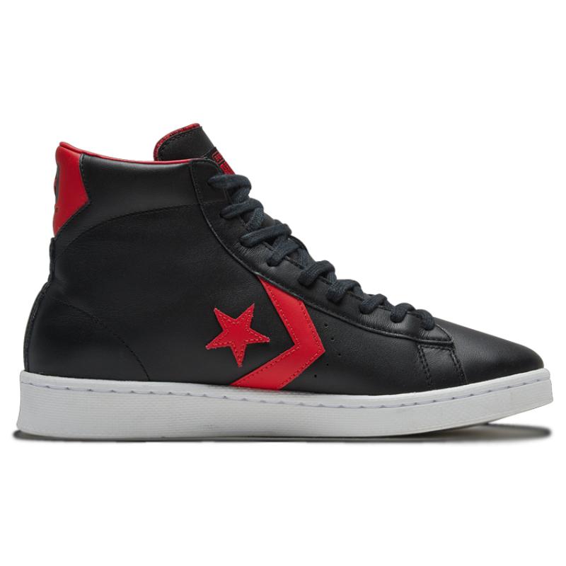 Converse Cons Pro Leather Comfortable Mid-Top Basketball Shoes Unisex Black and Red