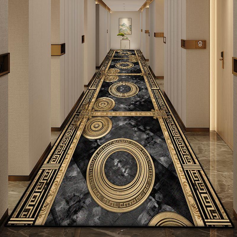 Luxury Marble Long Corridor Carpet Non-slip Washable Hall Runner Carpets Stairway Rug European Style Aisle Door Mat Customizable