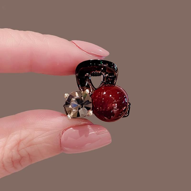 Červený kamínek perla malá sponka do vlasů ženy dívky sladká mini skřipka akrylová geometrická černá sponka do vlasů sponka do vlasů vlasové doplňky