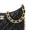 Chanel 23B Black Quilted Lambskin Gold Buckle Chain Hobo Shoulder Underarm Crossbody Handbag Women Bag