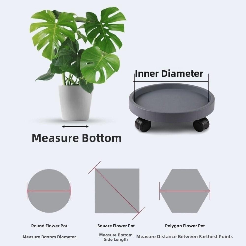 22-45cm Flower Plant Pot Tray 360 Movable with Wheels Plant Stand Base Heavy Duty Round Flower Pot Tray Indoor Outdoor Use