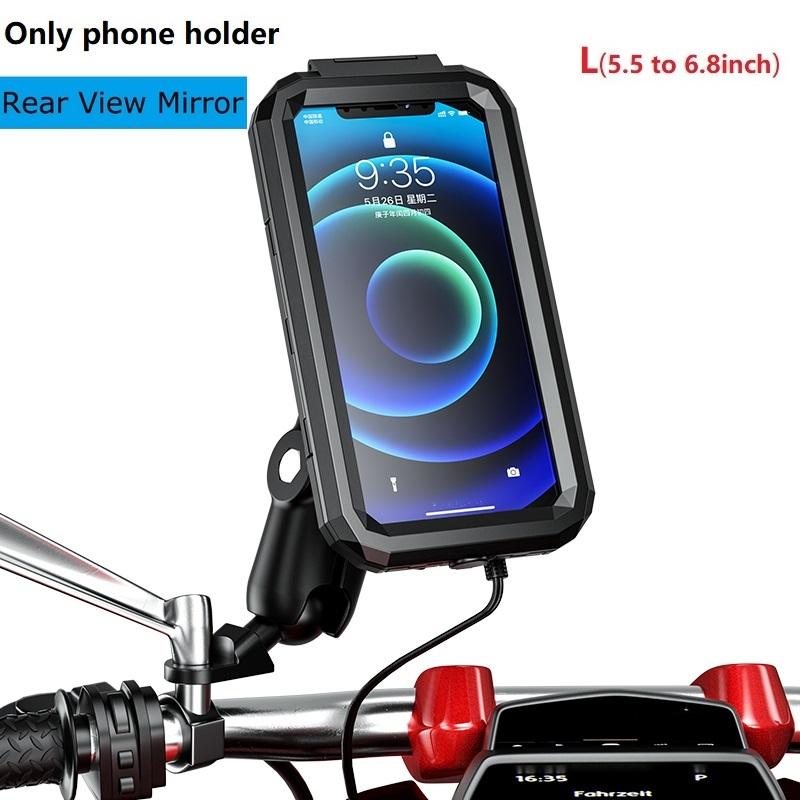 Motorcycle Phone Holder Waterproof Case Bike Phone Mount 1" Ball Handlebar Stem Mobile Holder Double Socket Arms Aluminium Base