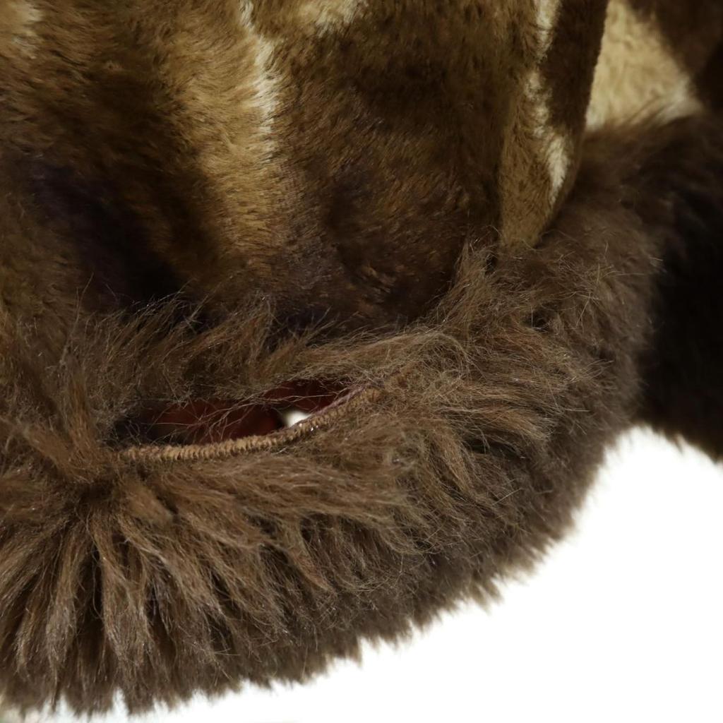 VINTAGE 70s 80s Made in England Animal Pattern fur coat Brown Women Used