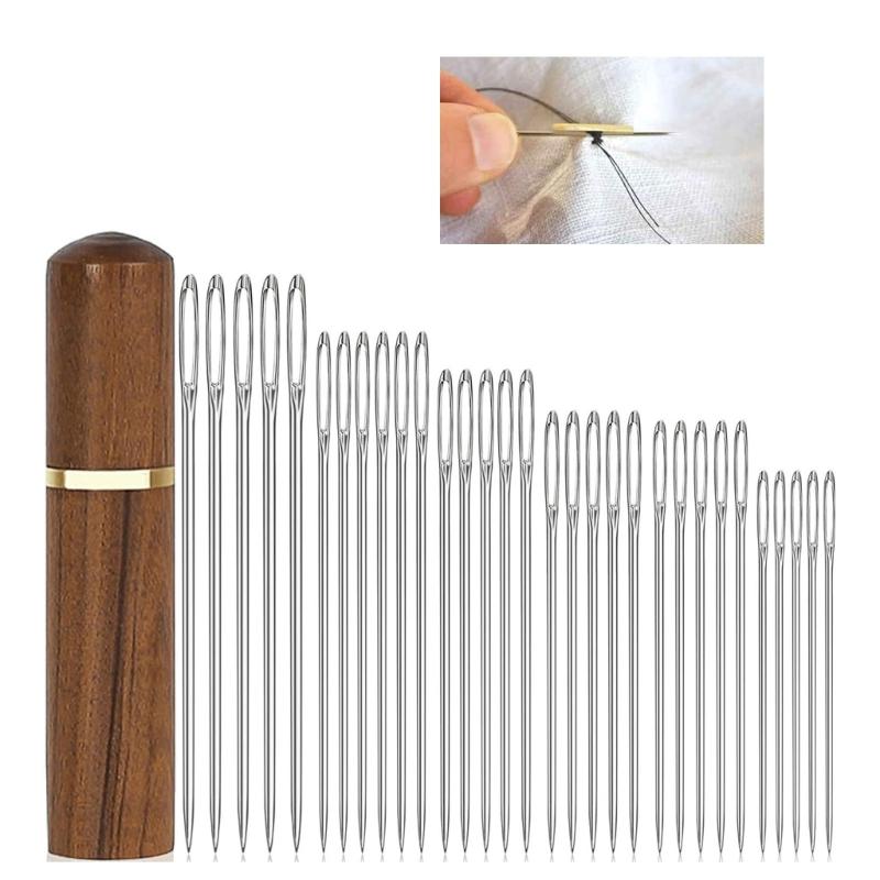 30 Pcs Knitting Needle Big Eye Hand Sewing Needle Large Eye Embroidery Needle Stitching Needle for Sewing