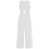 Girls Party Wear Solid Color Sleeveless High Waist Ruffled Chiffon Detachable Flower Wedding Jumpsuit