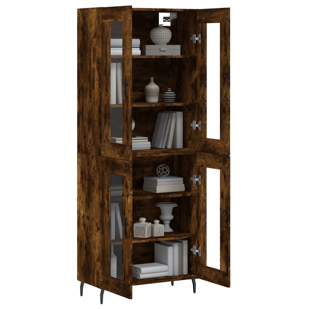 Vidaxl Witrynka Przydymiony Dąb 69,5X34X180 Cm Materiał Drewnopochodny
