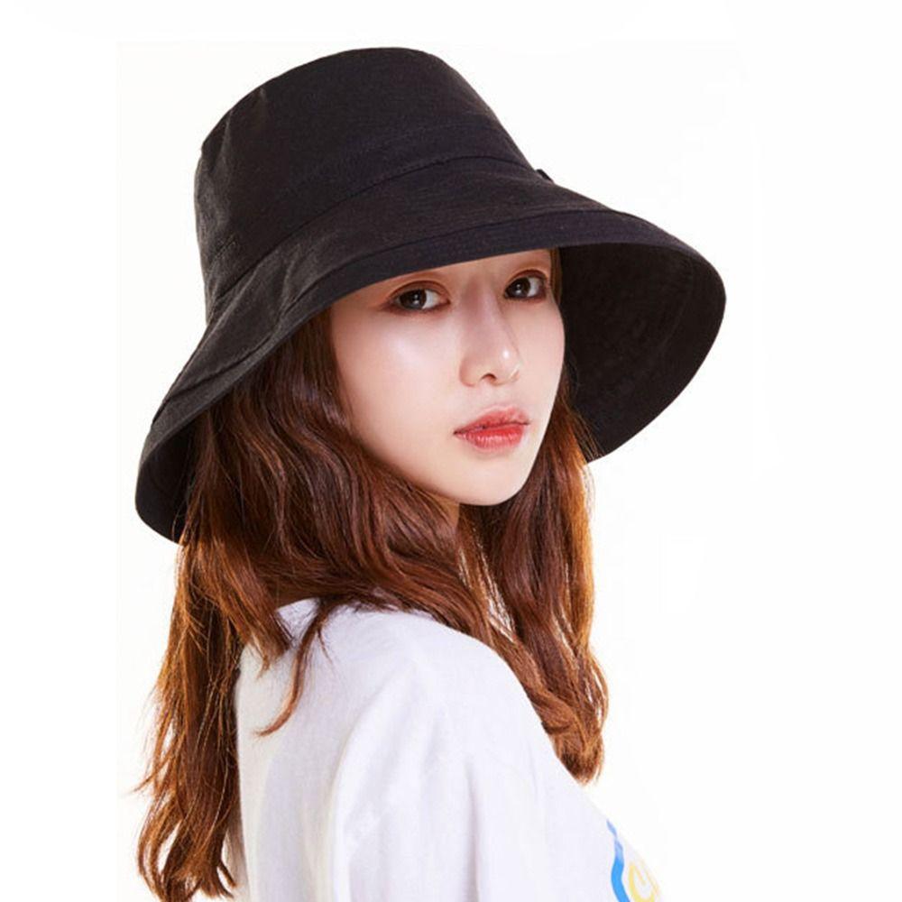 Cotton Linen Women's Sunshade Hat Wide Brim Windproof Hat Versatile Fisherman's Hat  Garden