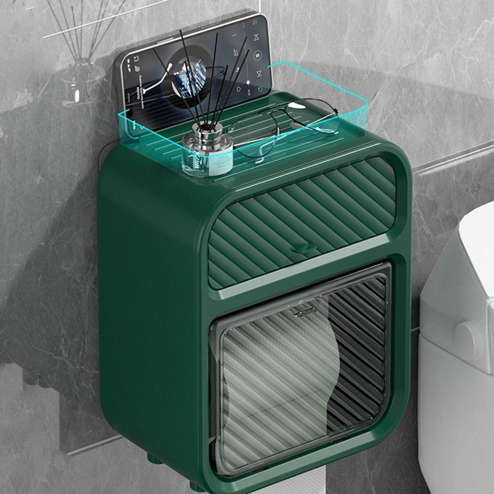 Waterproof Paper Holder Plastic Tissue Box Portable Toilet Tissue Storage Box  Bathroom