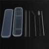 3Pcs Reusable Clear Glass Water Drinking Straws With Brush Bar Accessories