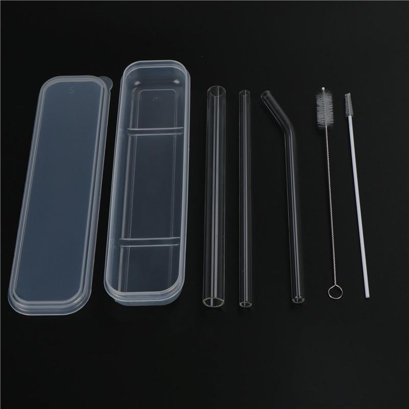 3Pcs Reusable Clear Glass Water Drinking Straws With Brush Bar Accessories
