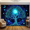 VIKAMA Tree of Life Starry Sky Moon Phase Tapestry Bedroom Bedhead Zen Wall Carpet Yoga Meditation Space Atmosphere Tapestry