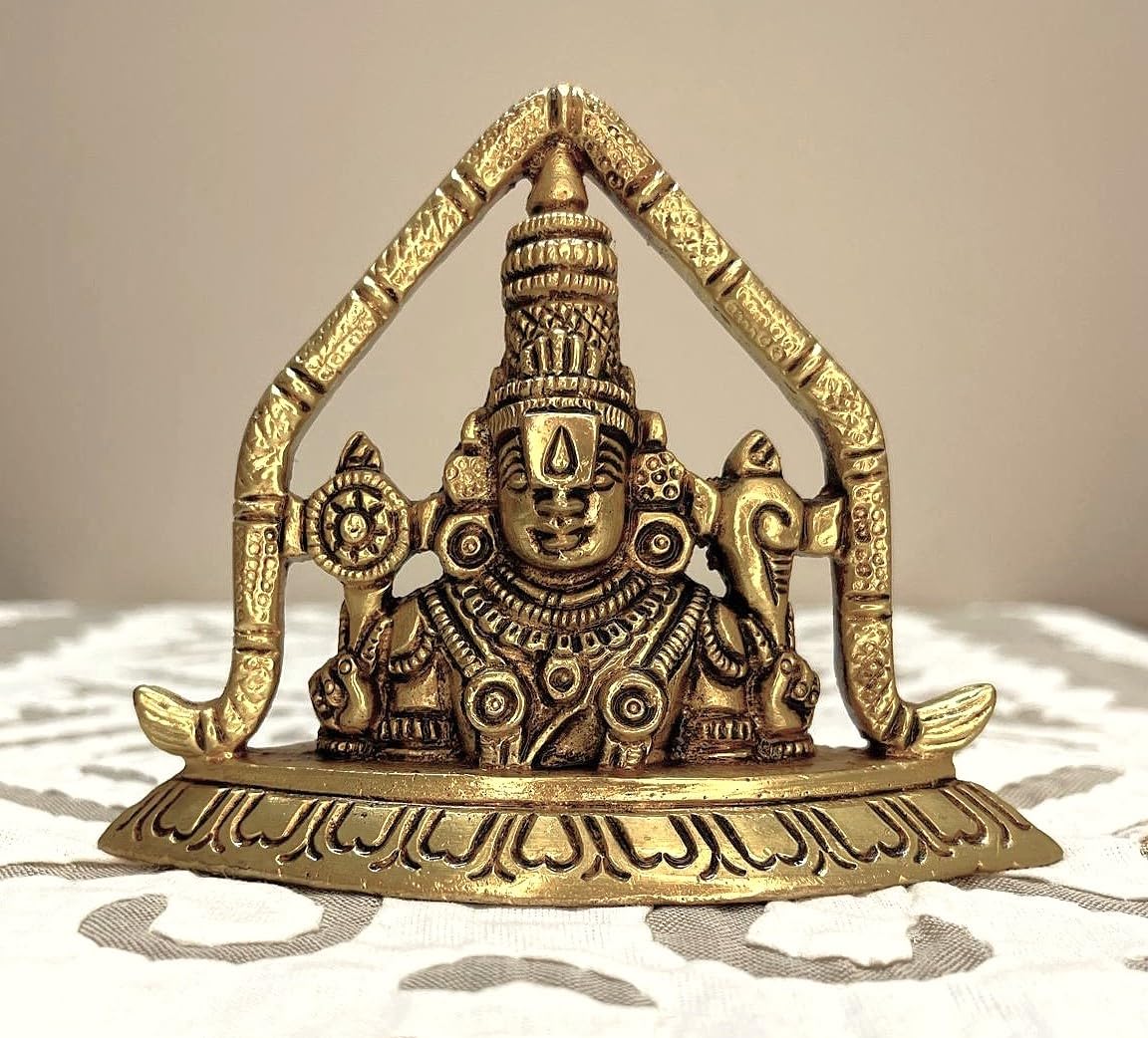 Lord Venkateswara Swamy Idol, Small Brass Office Desk Decorative Items, Brass