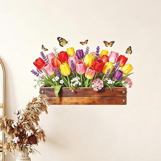 Tulip Flower Wall Stickers Peel and Stick Wall Decals Vinyl Floral Stickers
