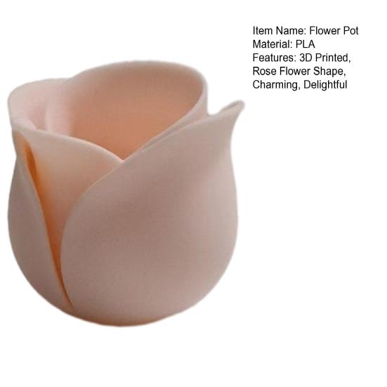 3D Printed Rose Shaped Planter Mini Flower Pot for Succulents Herbs Small Plants Cute Tiny Cactus Pot for Office Home Desktop Windowsill Garden Decor