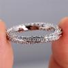 Female White Zircon Stone Finger Ring Vintage Silver Color Wedding Band Bridal Jewelry for Women