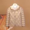 Down Jacket Women's Short 2025 Autumn and Winter New Simple and Fashionable Light and Thin Hooded White Duck Down Gourd Pattern Jacket Tide