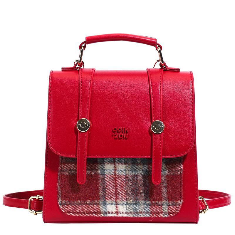 Three Ways To Carry A Retro Lady's High-end Backpack and A Small Square Bag for Women's Casual Wear