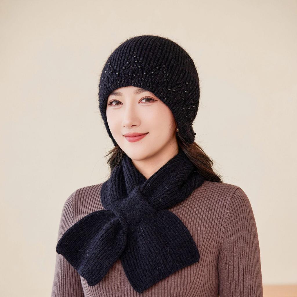 Autumn and Winter Middle  Aged and Elderly Mother's Hat Rabbit Plush Woolen Hat Old Lady's Plush Duck Tongue Women's Warm Knitted Hat