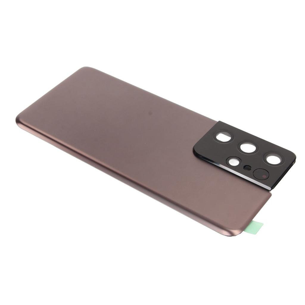 Back Glass Cover Replacement With Pre Installed Camera Lens and Tape Parts Replacement for Galaxy S21 Ultra Brown