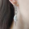 Korean Fashion Irregular Pearl Rivet Earrings For Women Punk Asymmetry Geometric Earrings Goth Grunge Jewelry Accessories