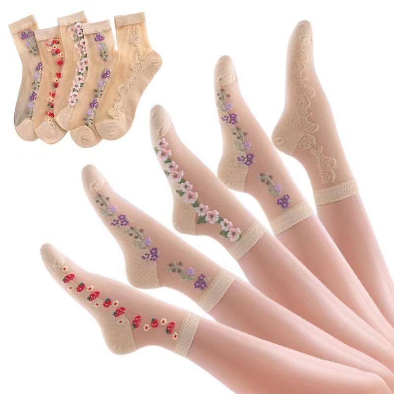 Sexy Fishnet Women Lace Ruffle Soft Comfy Sheer Silk Elastic Mesh Knit Frill Trim Transparent Ankle Funny Socks 1pair=2pcs 2205F