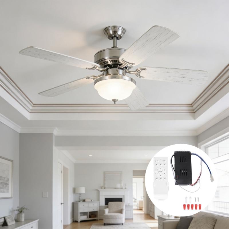 Télécommande Sans Fil Universelle Convient aux Ventilateurs de Plafond 6 Vitesses Réglables et 3 Modes de Minuterie Texture ABS