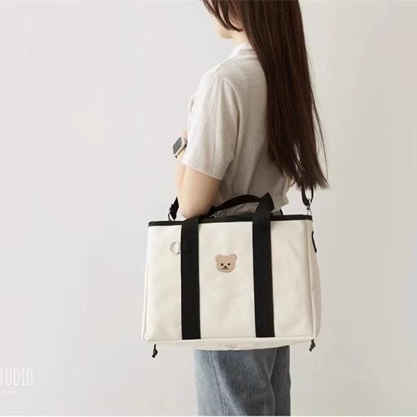 

Korean Ins Style Cartoon Cute Bear Mommy Bag Convenient for Going Out Multi-Functional Handheld Shoulder Bag Storage Bag чёрный