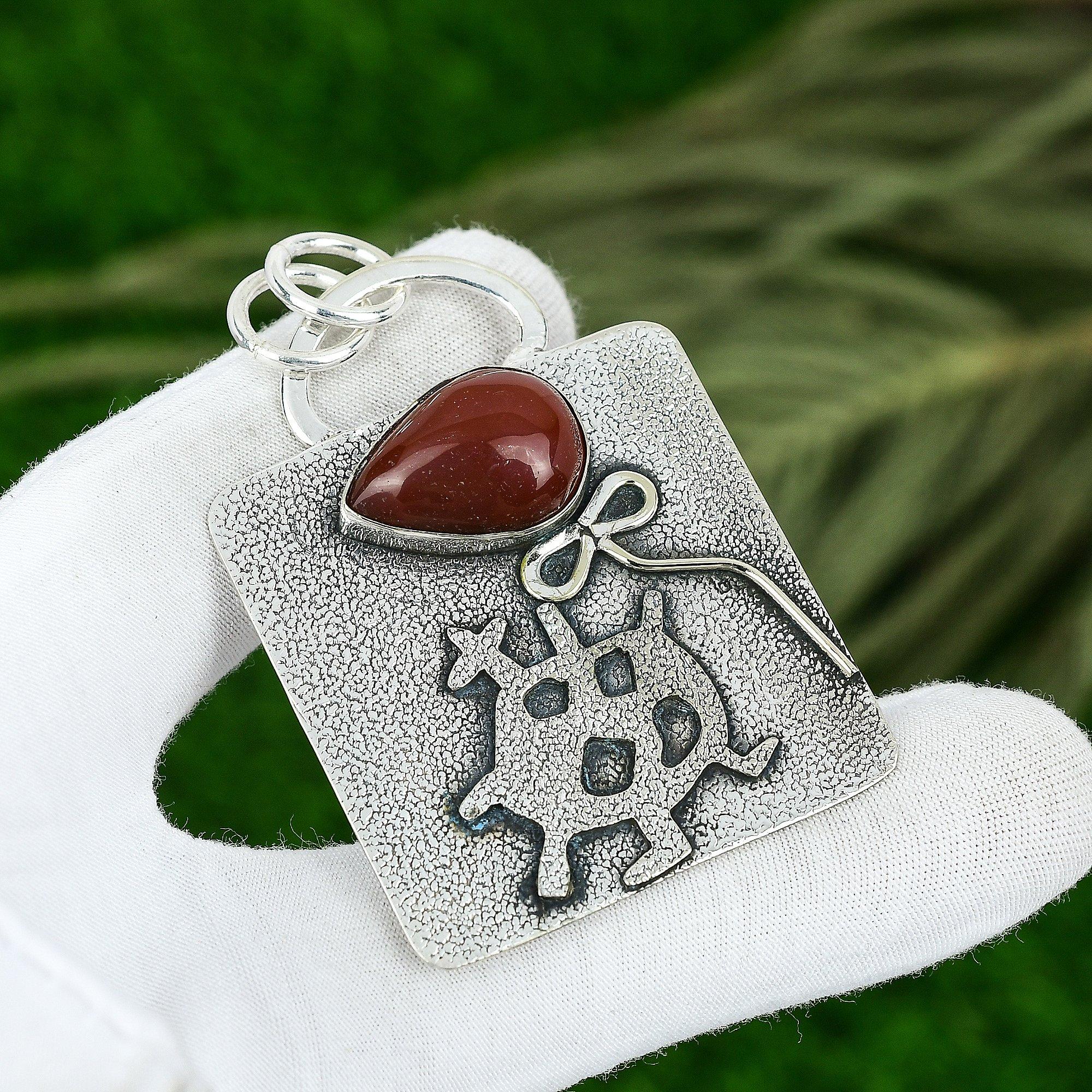 

Friendship Day Sale 925 Sterling Silver Natural Red Onyx Wedding Pendant Jewelry