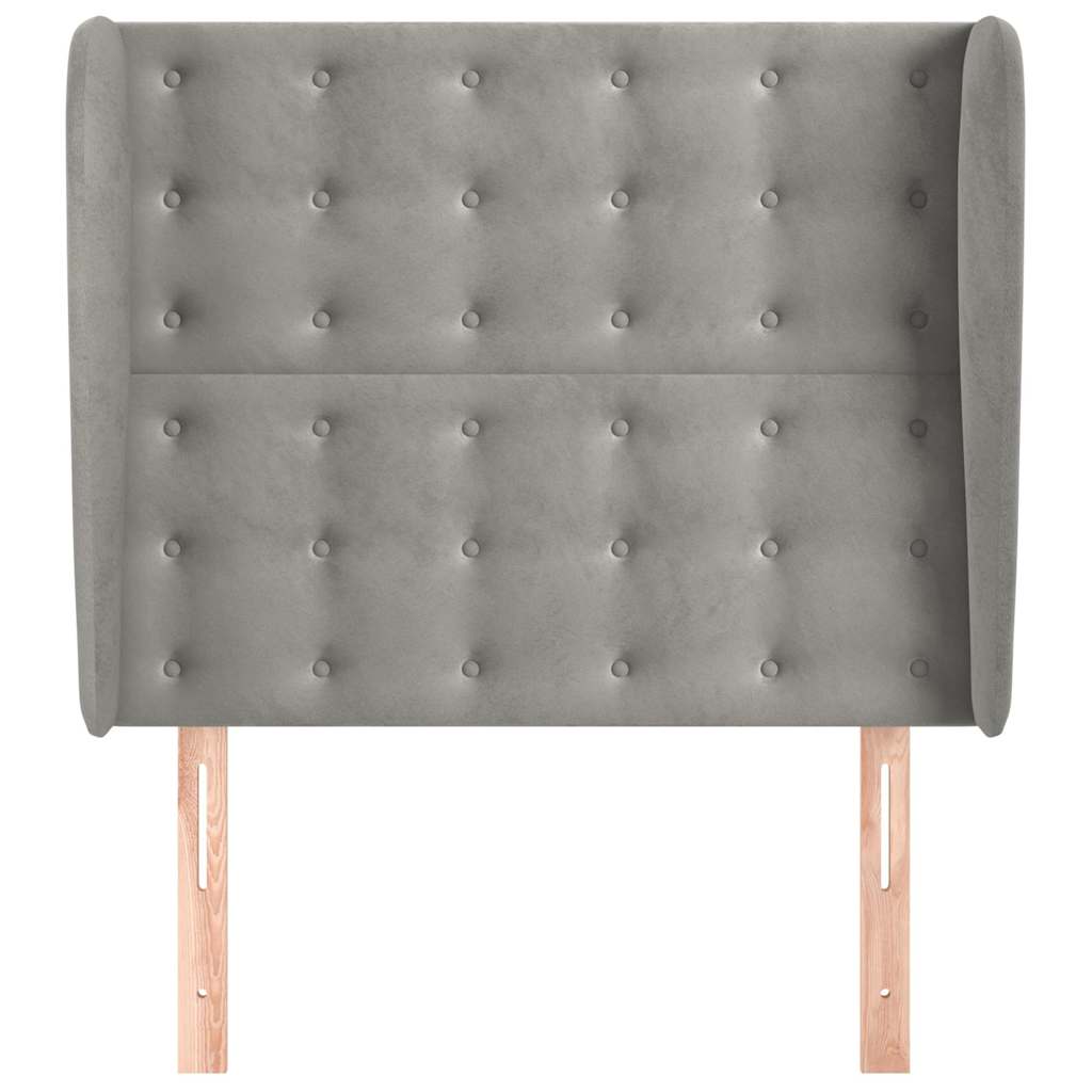 vidaXL Kopfteil mit Ohren Hellgrau 103x23x118/128 cm Samt