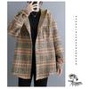 Women S Plus Size Hooded Plaid Wool Blend Shirt Coat For Autumn Winter