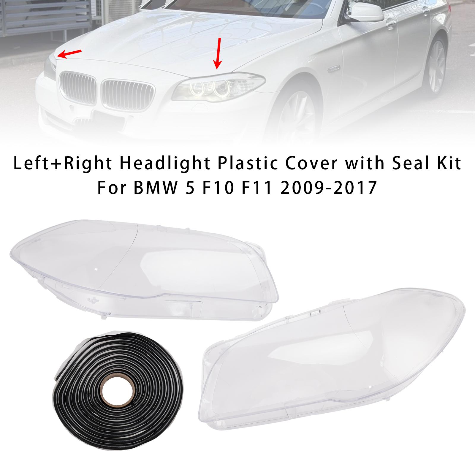 

Left+Right Headlight Plastic Cover with Seal Kit For BMW 5 F10 F11 2009-2017