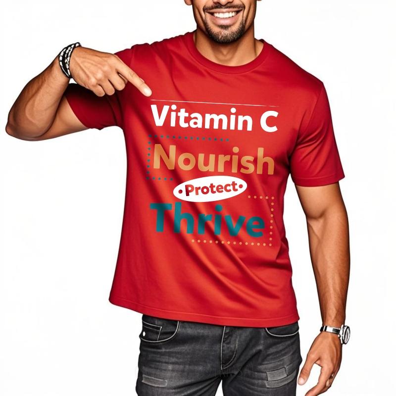 

Anime ONeck Unisex Tshirt Plus Size Summer For Man Tshirt Vitamin C Nourish Protect Thrive Short Sleeve Workout Oneck Tees as the picture5985 красный