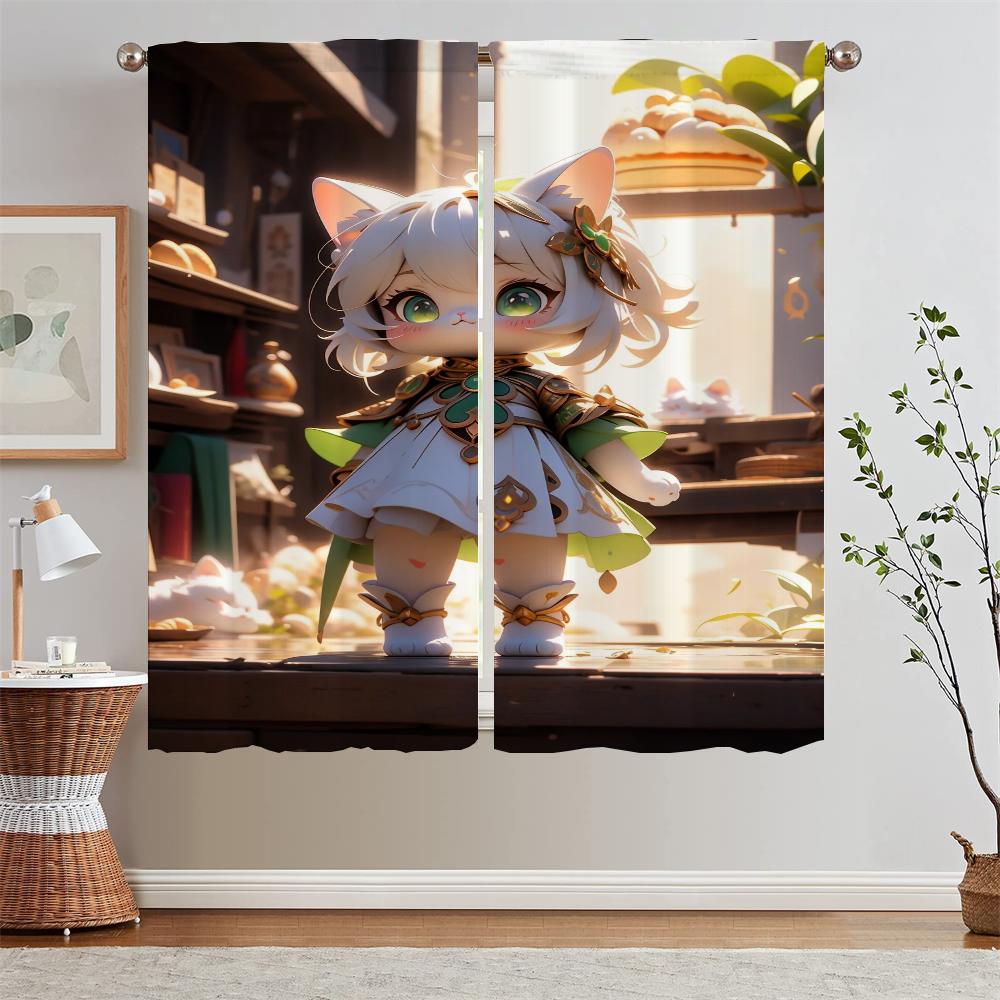 Nasida Cover Curtain Tiebacks Cabinets for Living Room Decoration Black Out Curtains Blackout Kitchen Curtains 2 Pieces Window