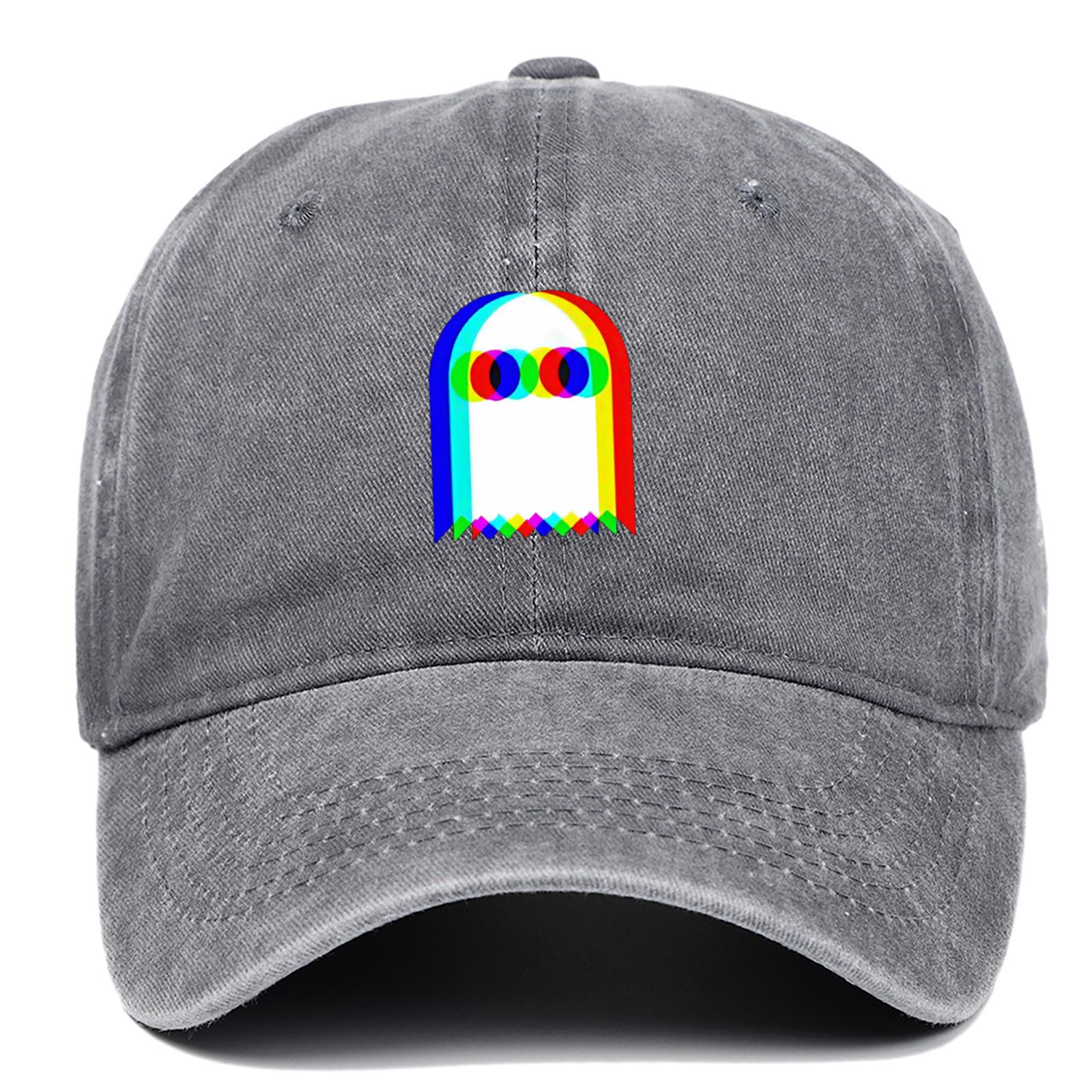 

Colorful Ghost Print Baseball Cap Suitable for Daily Dressing Up and Halloween Parties, Adjustable Outdoor Sun Protection Hat серый
