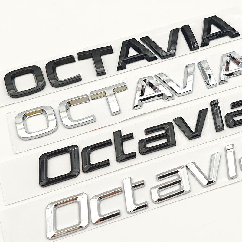 3D ABS Kendinden Yapışkanlı Krom Siyah Harfler Logo Octavia Amblemi Araba Arka Bagaj Sticker Rozet Oto Aksesuarları