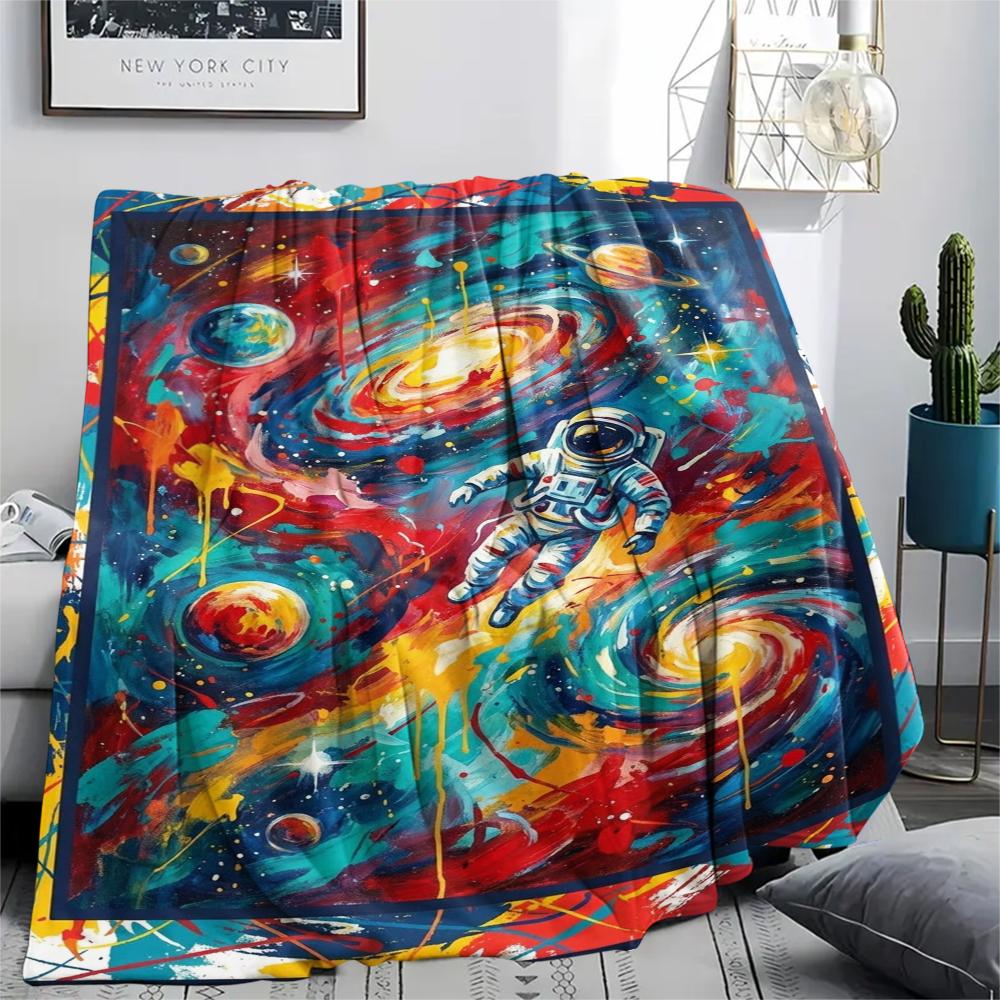 1 Stück Flanelldecke mit Weltraum-Print, Hohe Qualität, Bequem für alle Jahreszeiten, Heimdekoration, Wärme und Komfort, Perfekt für Weihnachtsgeschenke W161