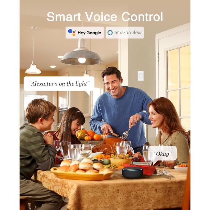 GHome Smart Switches for Lights, WiFi Smart Light Switch Works with Alexa and Google Home, Single-Pole, Neutral Wire Required, 2.4Ghz WiFi Light