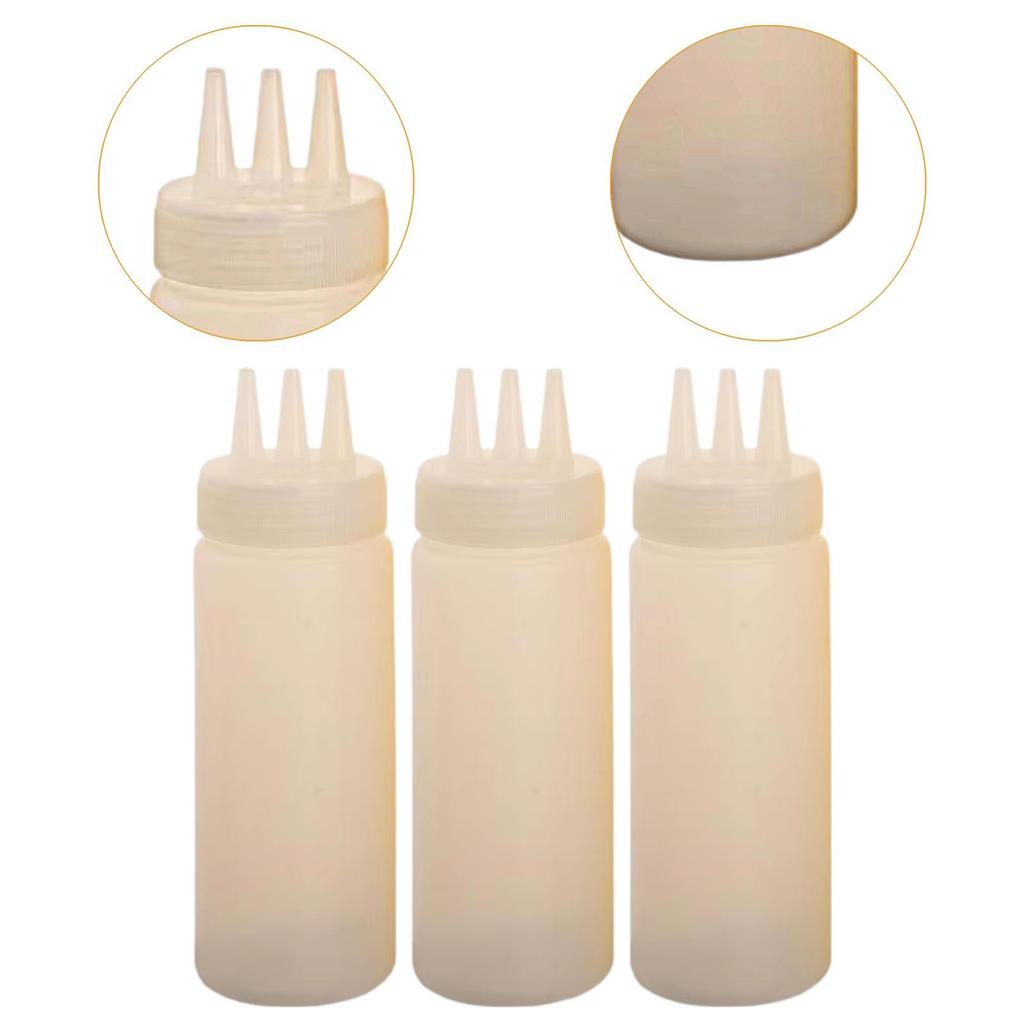 3x Sauce Bottles Squeeze Reusable Empty Multipurpose Squirt Bottles for Mustarde Ketchup Grilling Travel Cookie Decorating