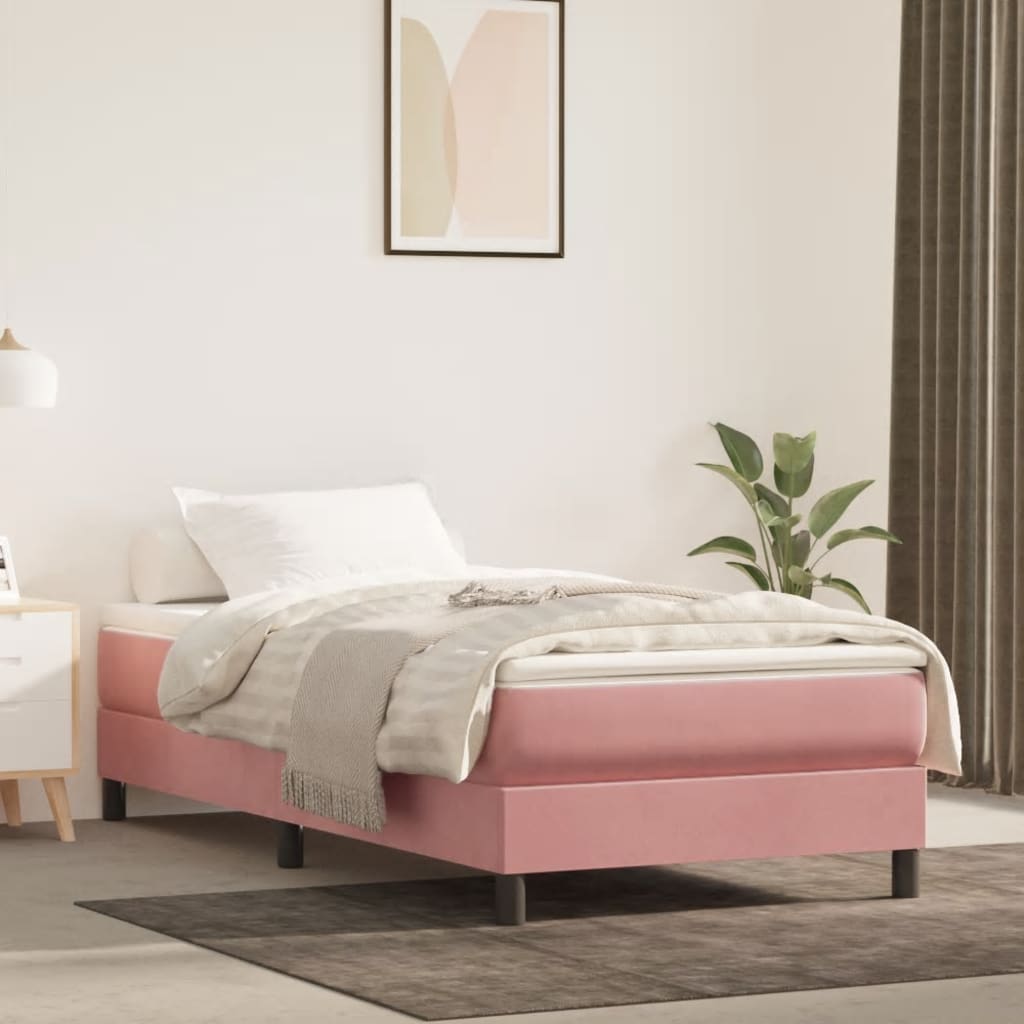 Box Spring Bed with Mattress Pink 80x200 cm Velvet