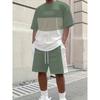 Men's Sports Short Sleeve Top Shorts Set Plus Size Breathable Basketball Sports Clothing Stripe Print T-shirt Shorts 2-piece Set