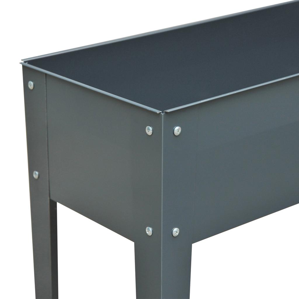 Flower Raised Bed Garden Metal Vegetable Planter Freestanding Herb Growing Box Green Basics Grow Table Planter (Dark Grey)