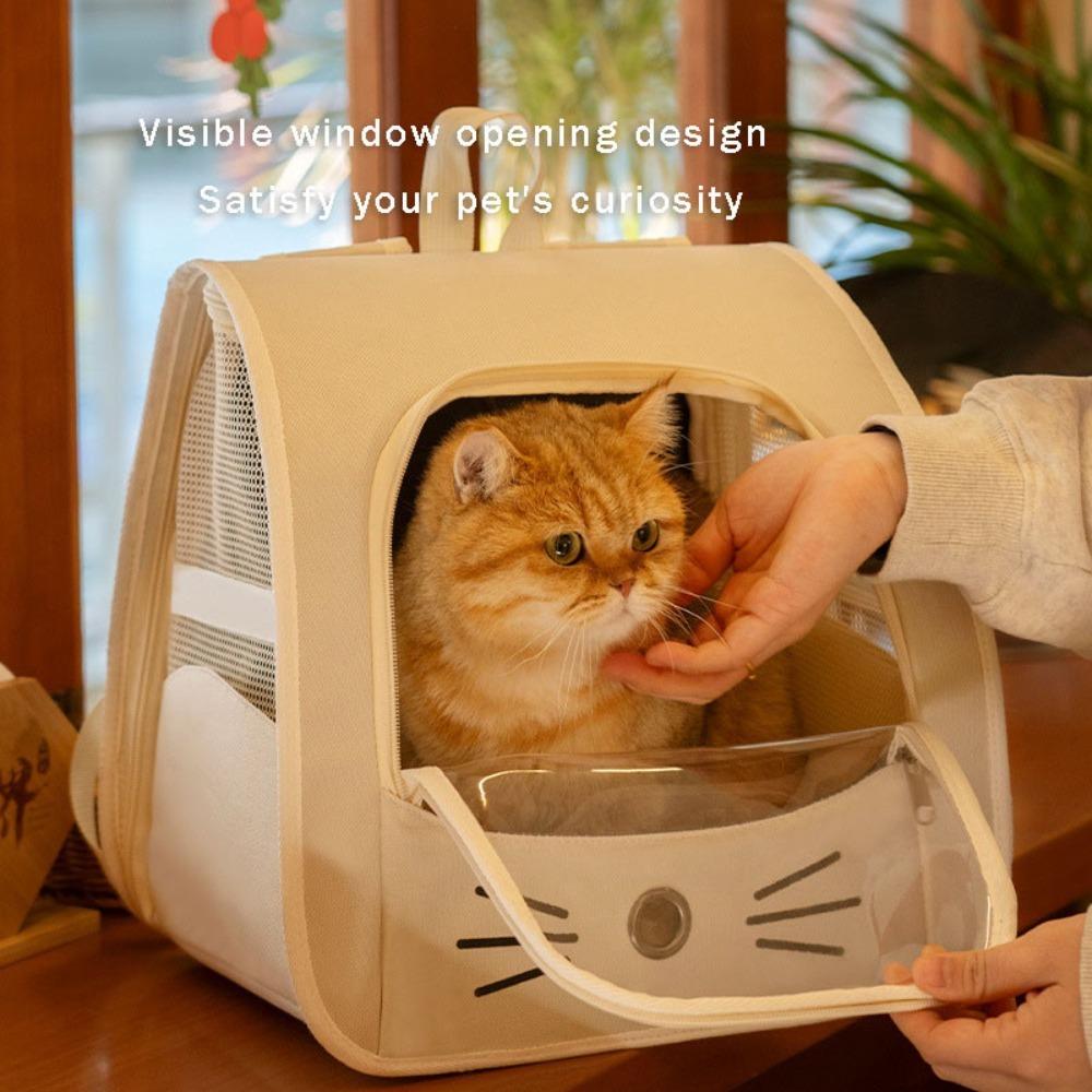 Pet Backpack Carrier Breathable Anti Stress Travel Bag Adjustable Shoulder Outdoor Handbag for Cats Dogs