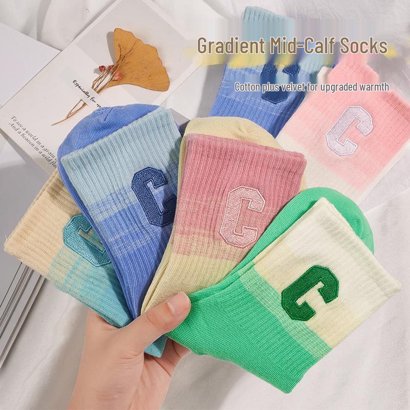 5 Pairs of Black and White Striped Mid-Calf Socks: Autumn/Winter Korean-Inspired Academy Style