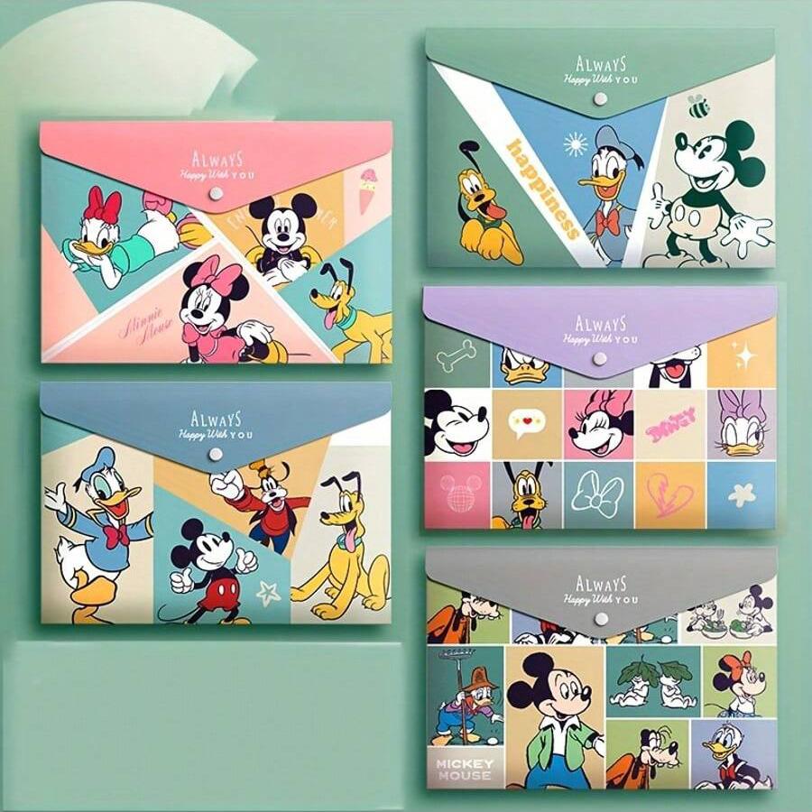 MINISO Cartoon Stitch File Pocket A4 Large Capacity Paper Storage File Bag School Supplies Office Supplies Kids Xmas Gifts