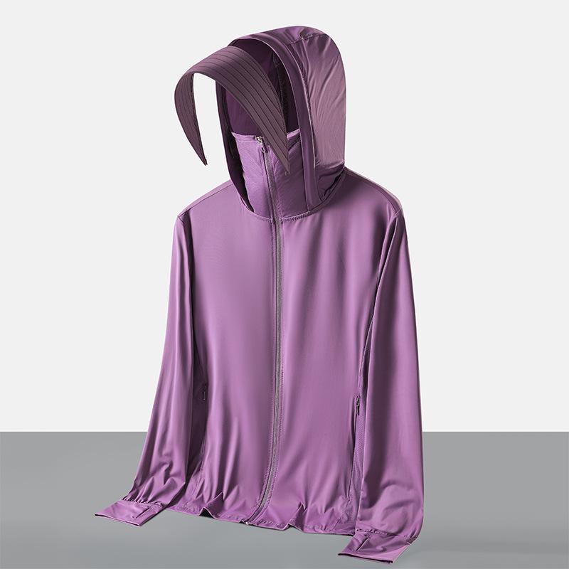 Raw yarn sunscreen clothing women's removable brim men's ice silk UPF + UV protection outdoor fishing sunscreen clothing