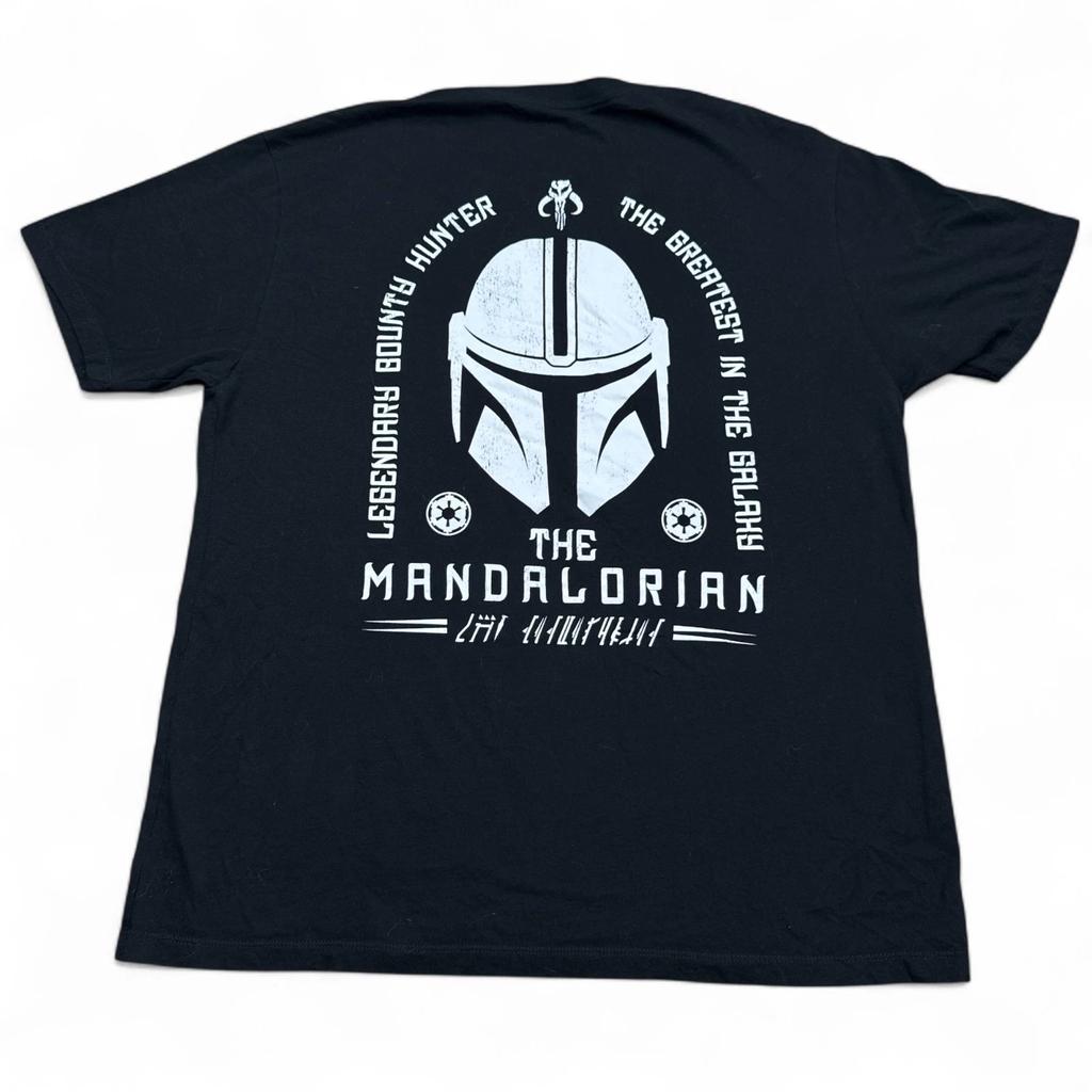 Star Wars the Mandalorian T Shirt Adult Size Large Black Double Sided Logo Tee