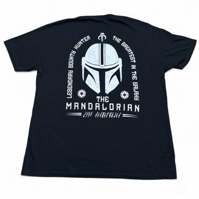Star Wars The Mandalorian T-Shirt für Erwachsene Größe L Schwarz Beidseitiges Logo T-Shirt