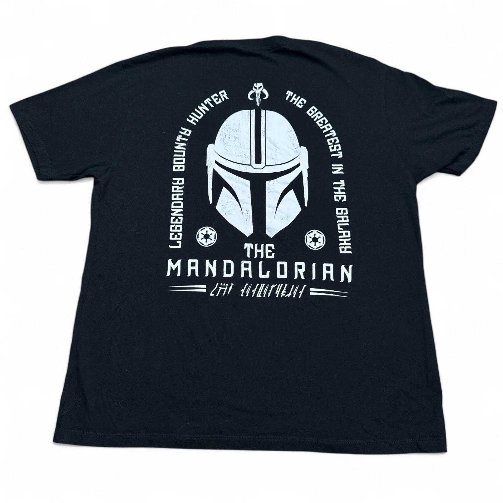 Star Wars the Mandalorian T Shirt Adult Size Large Black Double Sided Logo Tee S